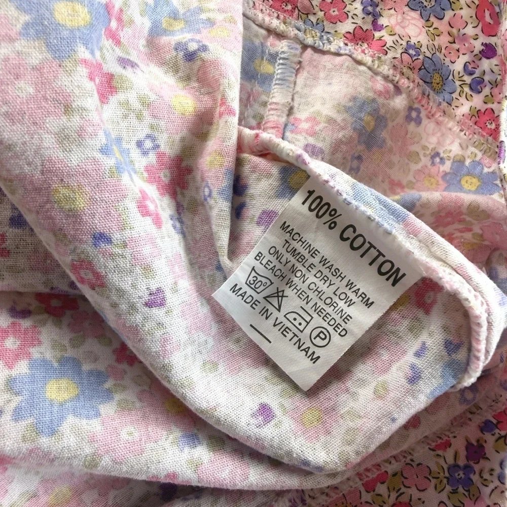 Sweet Dreams Smocked Dress‎ Girls 5 Pink Floral Puff Sleeve Cotton EUC